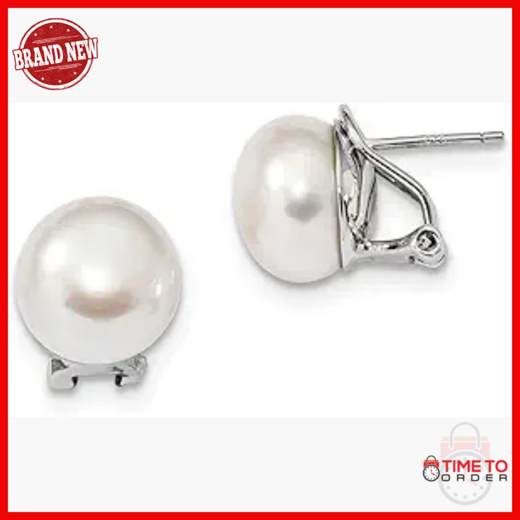 Sterling Silver 12-13mm Fwc Pearl Omega Back Earrings